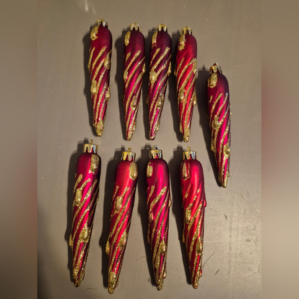 VTG Red and Gold Icicle Ornaments